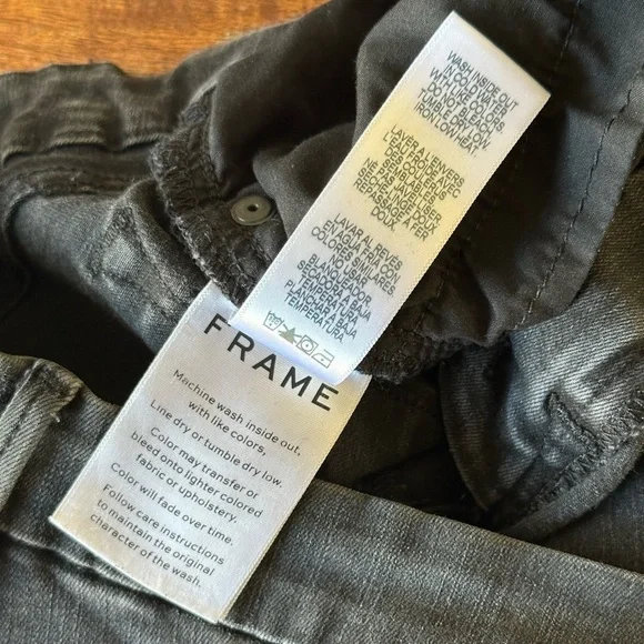 FRAME Le Crop Mini Boot Jeans Women’s 29 Black Raw Hem Cropped Stretch Denim - Picture 5 of 10